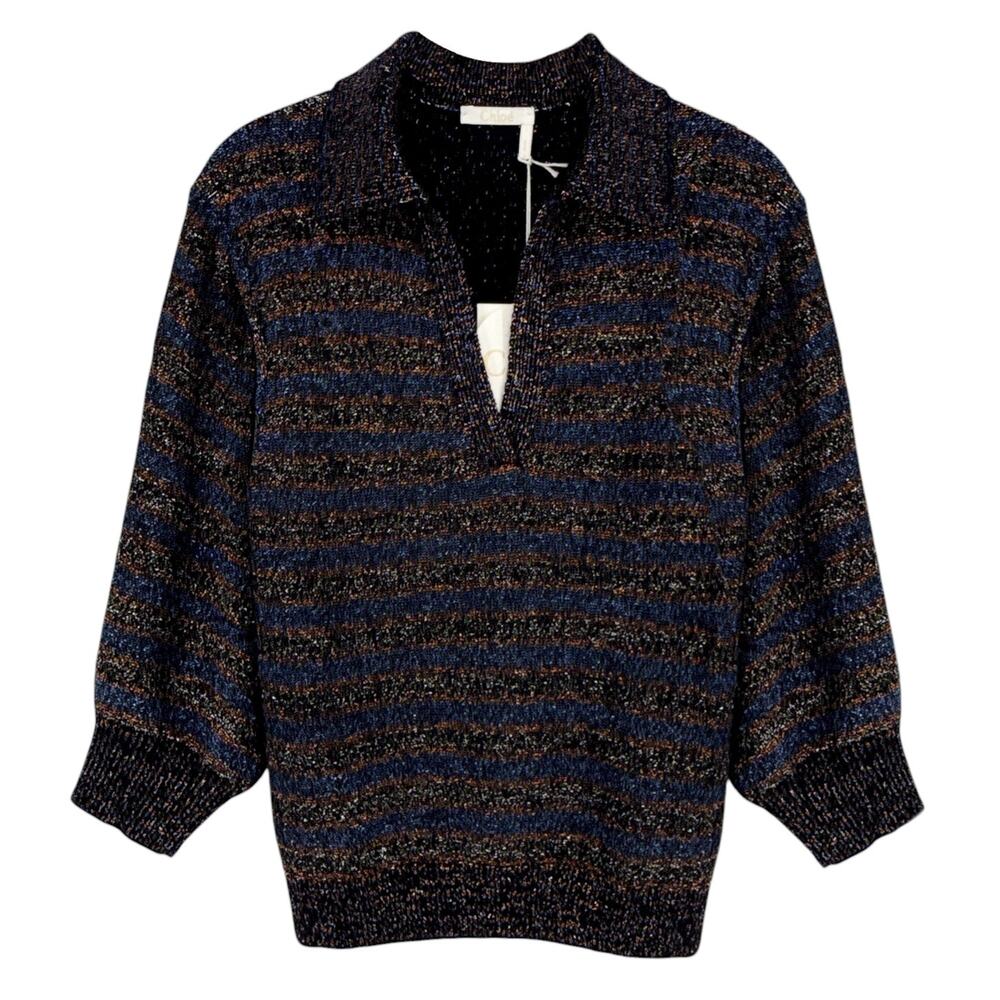 CHLOE Lurex Polo Sweater M